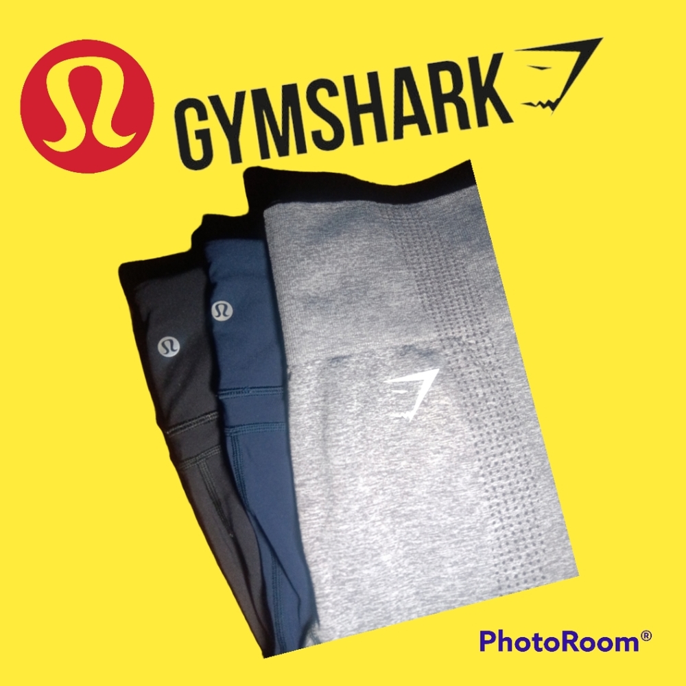 Lululemon & Gymshark Size 6 Bundle of 3 gray blue and black